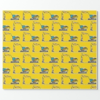 Yellow Excavator Gift Wrap, Building Construction Wrapping Paper